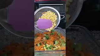 vegetables salad with fried chicken fillet at the top
