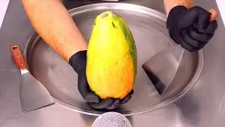ASMR | Papaya Experiment: freezing it on a -30 degrees Surface and making instant Ice Cream Rolls