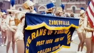 Parade Zanesville Ohio Veterans of Foreign Wars VFW Post 1058 Twirlers 1966 - And They Win A Trophy!