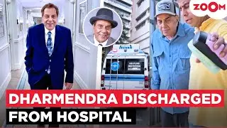 FIRST video of Dharmendra as he gets DISCHARGED from hospital, reaches Juhu home in an ambulance 