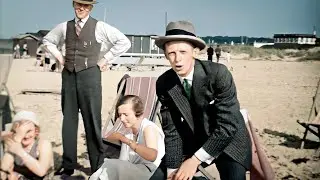En sommerdag ved Hornbæk Strand 1931 | Farvelagt film, 2K, 60FPS.