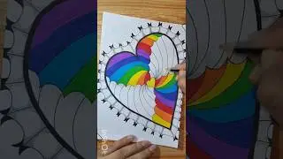 Colourful heart#art #shorts #doodle #zentangle #illusion #drawing #abstract #floral