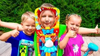 Playing Pie Face Sky High Game | Alex and Gaby