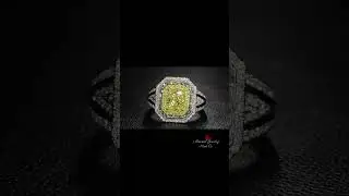 2 CT Yellow Diamond Cushion Cut Moissanite Engagmenet Ring