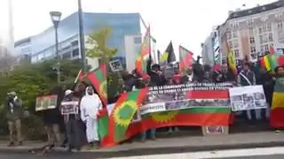 Ethiopia - Ethiopians (including Athlete Feyisa Lilesa) demonstrating in front of EU Commission