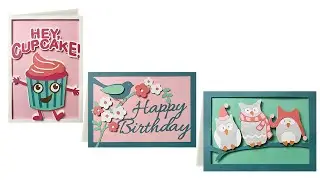 SVG Birthday Card, Greeting Cards, Winter Birthday Card, Bird, Owl, Cupcake DIY for Handmade Cards
