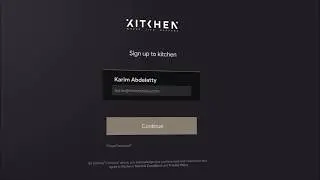 Kitchen brand Log in UI visualization