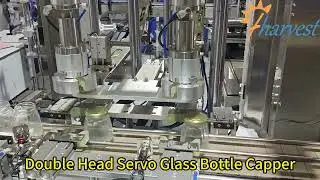 Dual Head Glass Bottle Screw Cap Tightening Machine, Servo Grabbing Spinning Capping Machine