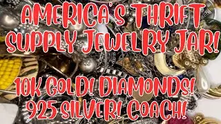 10K GOLD, DIAMOND, 925 SILVER, COACH! America&rsquo;s Thrift Supply 5LB Jewelry Jar Unboxing! #jewelryjar