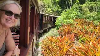 Barbados, St Nicholas Abbey Heritage train to Scotland district overlook.