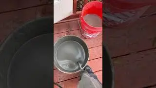 Pouring self leveling compound.