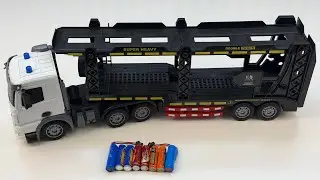 Unboxing RC truck trailer, cool shark model car, RC double-door sports car, RC Marvel hero car