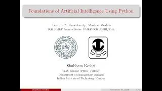AI Course | Lecture 7: Uncertainty: Markov Models, Hidden Markov Models (HMM)