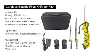 VERTAK 12V Cordless Electric Fillet Knife for Fish Rechargeable Electric Knife with Battery and Bag
