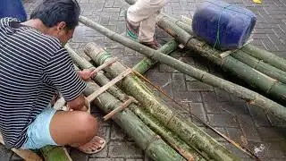 cara merakit keramba mulai perakitan bambu dan pemasangan plampung