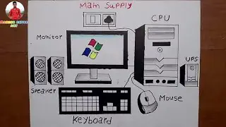Computer Draw / Computer Parts Drawing / How to Draw Desktop Computer Step By Step Very Easy Method