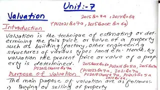 Unit:7 | Valuation | Purpose & Principle of Valuation | Depreciation & its method | Prashant YT |