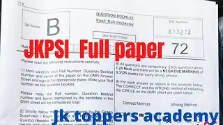 JKPSI  Question paper Today 27 March 2022||Jkp (sub Inspector) solve paper💯