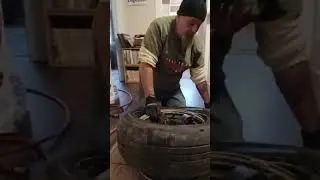 How to install a tire to a rim at home with limited tools.