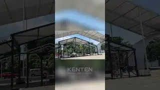 Trial installation black structure tent in our factory