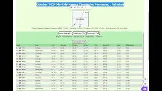 Peshawar Prayer schedule October 2024|October 2024 NamazTimes Peshawar |October 2024 Prayer Schedule