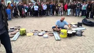 Drummer Dario Rossi at the Dam Square Amsterdam