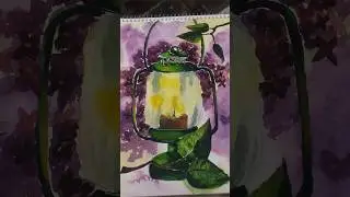 Water colour lamp drawing 🏮🖌️ #shorts #lampdrawing #watercolor #painting #viralshorts