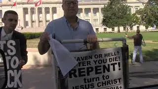 Prolife group crashes Young Democrats event at the Arkansas State Capitol.