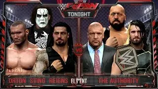 WWE RAW 2K15 - Sting, Randy Orton & Roman Reigns vs Triple H, Seth Rollins & Big show - 04/13/15