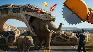 Fearless Heroes Confront Giant Python To Save The Playful Elephant
