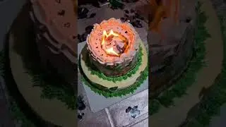 2 tier fire cake.. wow 🔥😍##viral ##cake ## short video ##cakedecorating #viralvideos