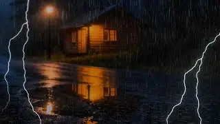 Goodbye Insomnia with Scariest Storm, Heavy Rain, Powerful Wind, Thunder on Tin Roof at Stormy Night