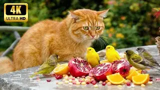 Cat TV 🐾 Lovely Birds In A Cozy Garden 🌺 Peaceful Music And Nature Sounds For Your Cat 🐱 In 4K