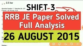 [SHIFT 3] RRB JE Previous year Paper Solved | Detailed Analysis | Mechanicalforum