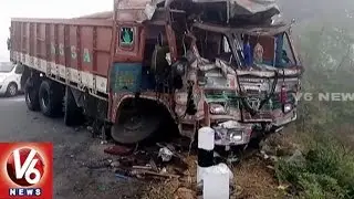 One Demise As Two Lorries Collide On Warangal-Hyderabad Highway | V6 News