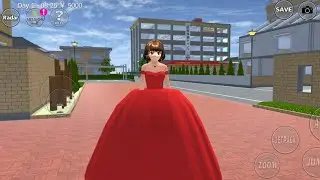 🎀❤️👑 Beautiful Girl Wearing Red Princess Designer Dress And Glasses in Sakura School Simulator