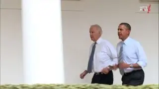 Obama, Biden take part in exercise video at White House