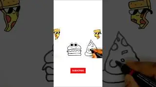 🍔 🍕 🍟 Cute Burger, Pizza , Fries Drawing for kids | Cute Drawing For kids #funny #cute #viral
