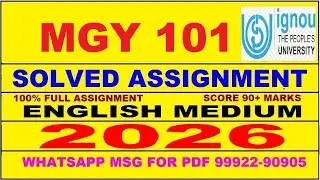 MGY 101 solved assignment 2026 in English || mgy 101 solved assignment 2026 || ignou mgy101 2026