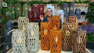 Barbara King Square Wicker Lantern with Tiki Flame on QVC