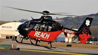 Airbus EC135 P2+ Start Up & Takeoff Reach Air Medical N316RX H135 Helicopter Eurocopter