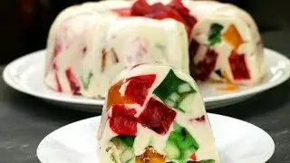Fruit Jelly Recipe | Milk and Jelly Dessert Recipe | No Oven | Ager Jelly with Fruits | EID  RECIPE