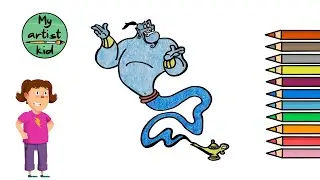 How to Draw the Genie from Aladdin - Easy drawing, painting and coloring for kids