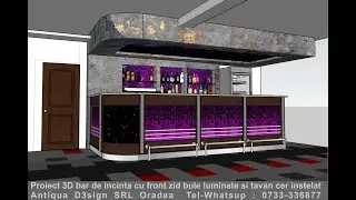 PROIECT 3D BAR CU ZID BULE si TAVAN INSTELAT