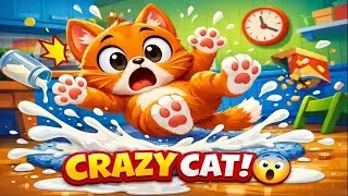 Oops! Naughty Cat&rsquo;s Crazy Day 🐾| Funny Kids Cartoon Song 😲🐱 | CRAZY CAT! 😱|#funforkidsenglishrhymes 