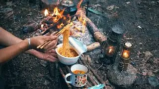 🔥 Building a Log Forest Shelter to Survive Night Wild Boar Attacks
