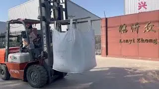 Forklift lifting test in our factory every jumbo bag is tested for strength and safety #jumbobag