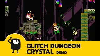 Clean up a metroidvania dungeon with magical grandma powers (Babushka's Glitch Dungeon Crystal demo)