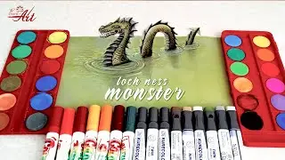 How to Draw 3D Monster - Drawing Loch Ness Monster - Awesome Trick Art