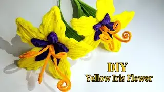 How to Make Yellow Iris Flower with Pipe Cleaners